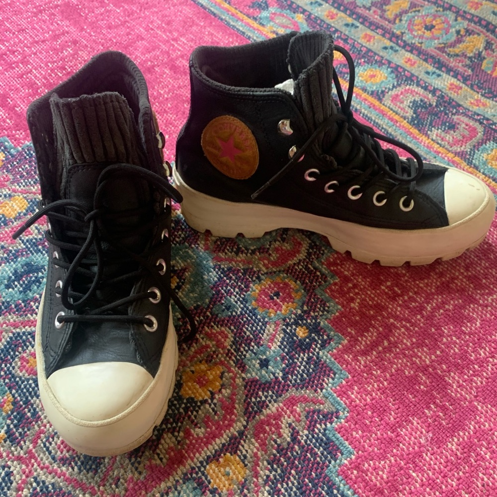 Leather platform high top converse all stars deluxe edition